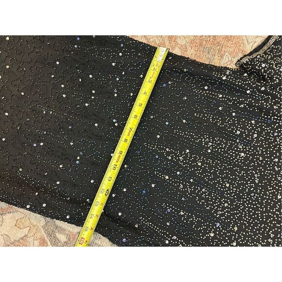 Laurence Kazar Black Sequins Silk Beaded Dress Size Medium Petite - Picture 5 of 12